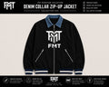 FMT Signature Black Varsity Jacket – Denim Collar Collection 007