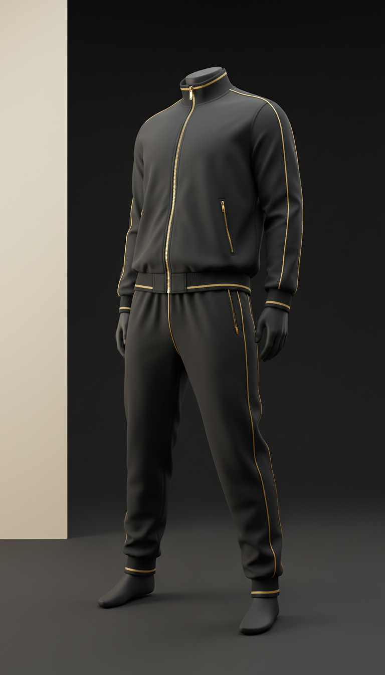 Gold Accented Street Tracksuit Set