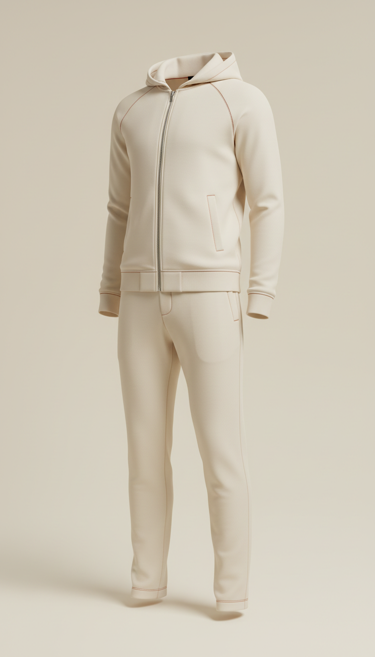 Cream Tailored Tracksuit Set